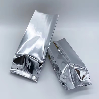 فولیک آلومینیوم نقره ای درخشان لایه بندی شده مهر گرمای عقب مهر و موم جانبی Gusset بسته بندی مواد غذایی کیسه دانه قهوه کیسه