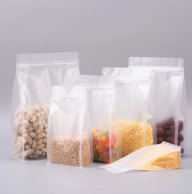 سفارشی تخت پایین هشت طرف مهر و موم شفاف شفاف Zip Lock میوه خشک مواد غذایی برنج بسته بندی پلاستیکی