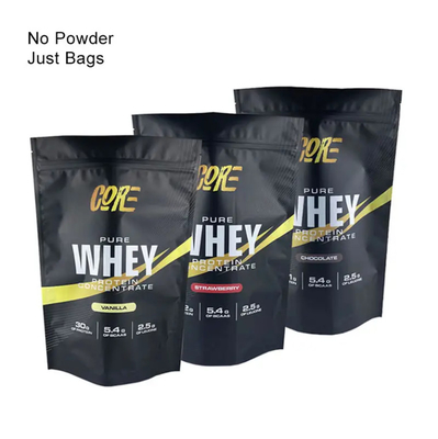 Popular Customized Resealable Foil Standing Up Zip Pouch For Whey Protein Powder