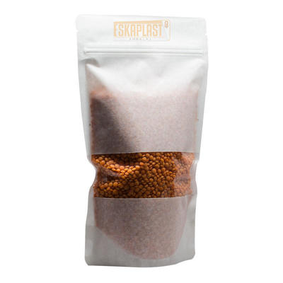 کیسه پوست گاو سفید (کیسه ایستاده) با پنجره کوچک، زیپ چاپ شده سفارشی، کیسه ایستاده کاغذ کرافت / کیسه بسته بندی مواد غذایی