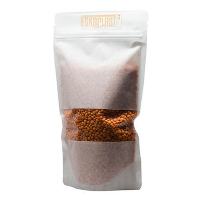 کیسه پوست گاو سفید (کیسه ایستاده) با پنجره کوچک، زیپ چاپ شده سفارشی، کیسه ایستاده کاغذ کرافت / کیسه بسته بندی مواد غذایی