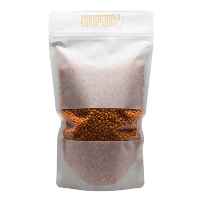 کیسه پوست گاو سفید (کیسه ایستاده) با پنجره کوچک، زیپ چاپ شده سفارشی، کیسه ایستاده کاغذ کرافت / کیسه بسته بندی مواد غذایی