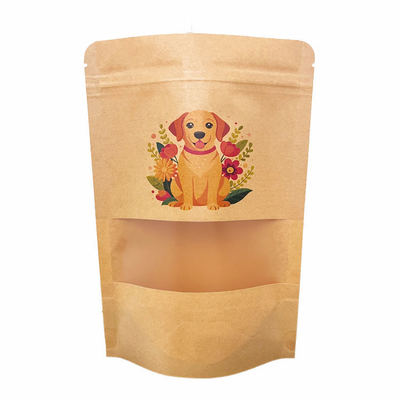 بسته بندی سازگار با محیط زیست برای دانه های قهوه چای مواد غذایی میان وعده های کاغذ کرافت شفاف ایستاده قابل باز کردن Zip Lock لوگو سفارشی