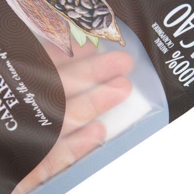 بسته بندی سازگار با محیط زیست برای دانه های قهوه چای مواد غذایی میان وعده های کاغذ کرافت شفاف ایستاده قابل باز کردن Zip Lock لوگو سفارشی