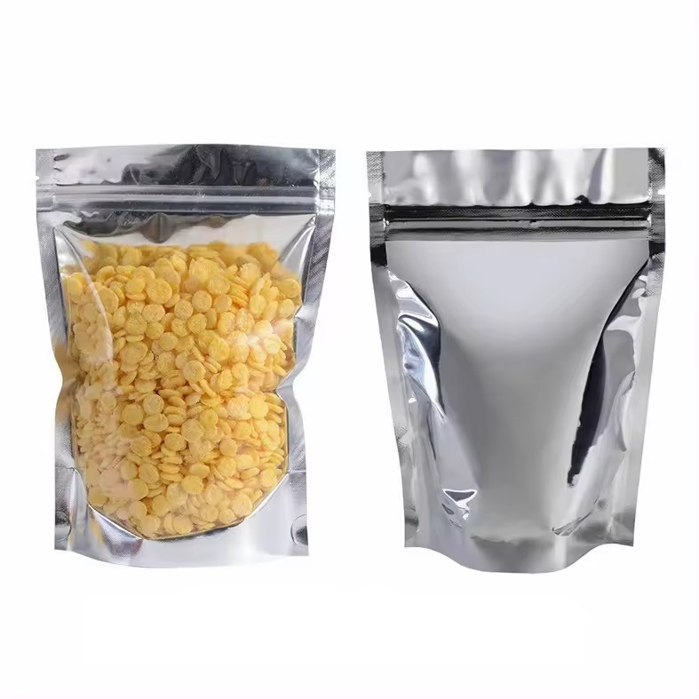 کیسه ی مواد غذایی از ورق آلومینیوم قابل بسته بندی مجدد برای نگهداری شیرینی کوکی آجیل چای کیسه ی زپ عمودی با پنجره ی شفاف