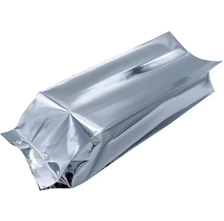 فولیک آلومینیوم نقره ای درخشان لایه بندی شده مهر گرمای عقب مهر و موم جانبی Gusset بسته بندی مواد غذایی کیسه دانه قهوه کیسه