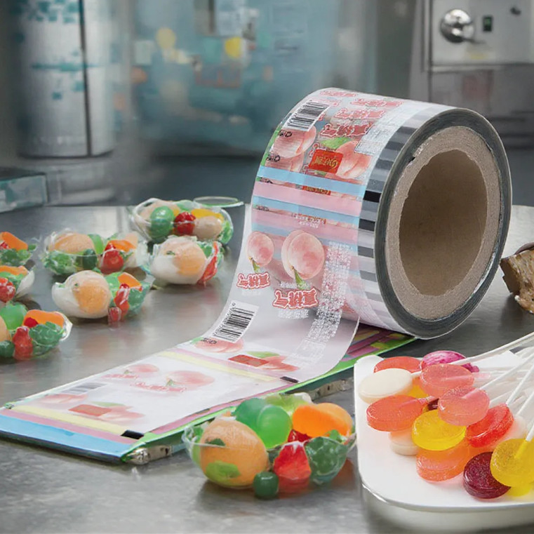 چاپ سفارشی ساکت بسته بندی رول فیلم درجه غذایی Pe Bopp Candy Lollipop شکلات مواد غذایی خودکار بسته بندی رول فیلم