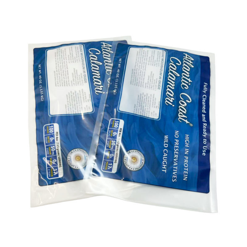 برچسب چاپی سفارشی کیسه های مهر گرم سه طرف بسته بندی غذاهای منجمد بسته بندی مواد پلاستیکی پاکت های خلاء بسته بندی گوشت با پنجره